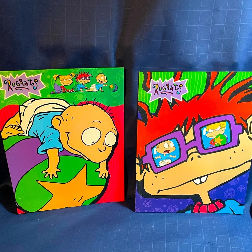 VTG 1998 Nickelodeon’s Rugrats unpunched pocket folder set (2pc) Tommy & Chuckie